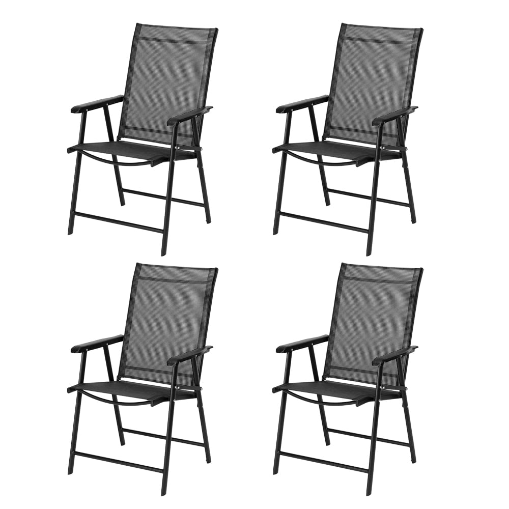 VINGLI Set of 4 Foldable Patio Chairs with Arms, Antislide Lock