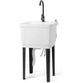 thumbnail image 1 of VINGLI Utility Sink Laundry Tub for Washing Room, Freestanding Utility Sink with Stainless Steel Faucet, (White, 19.7"W x 18.9"D x 33"H), 1 of 9