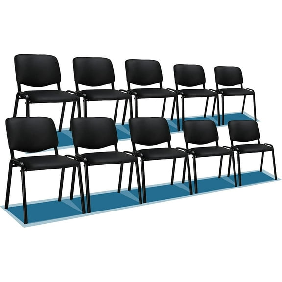 VINGLI Waiting Room Chairs, 10-Pack PU Church Chairs Conference Room Stackable Chairs Set, Office Guest Chairs & Reception Chairs Stacking Chairs for Meeting Room, Office Lobby, Simple&Space-Saving