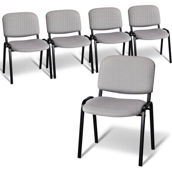 VINGLI Waiting Room Stacking Chairs, 5-Pack Mesh Church Conference Stackable Chair Set, for Office Guest & Reception Meeting Rooms, Lobby, Simple&Space-Saving, Mesh-Grey