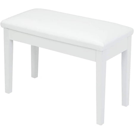 VINGLI White Duet Piano Bench Wooden Keyboard Bench with Storage and Padded Cushion