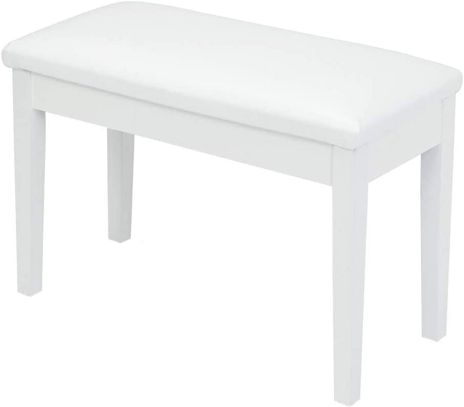 VINGLI White Duet Piano Bench Wooden Keyboard Bench with Storage and Padded Cushion