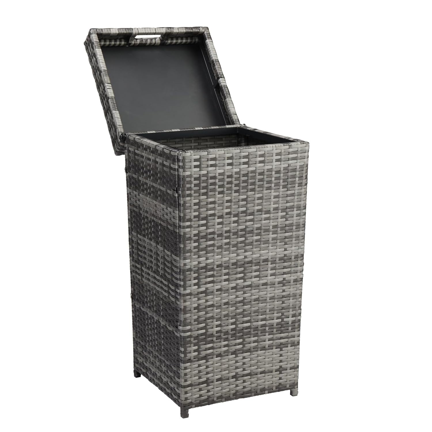VINGLI Wicker Patio Trash Can, 27 Gallon Rattan Trash Can with ...