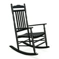 thumbnail image 1 of VINGLI Wood Rocking Chair Outdoor with 450 lbs Support Relaxing Rocker Solid Wood High Back Seat Reclining Seat for Deck, Garden, Backyard, Porch, Indoor or Outdoor Use, Black, 1 of 7