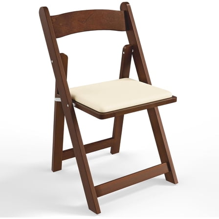 VINGLI Wooden Folding Chairs with Cushion, Portable and Durable Foldable Seating for Indoor & Outdoor Events, 1 Pack