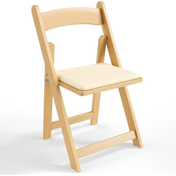VINGLI Wooden Folding Chairs with Cushion, Comfortable, Portable and Durable Foldable Seating for Indoor & Outdoor Events, Banquet, Party, Dinning, Wedding, Craft, Walnut Natual, 1 Pack