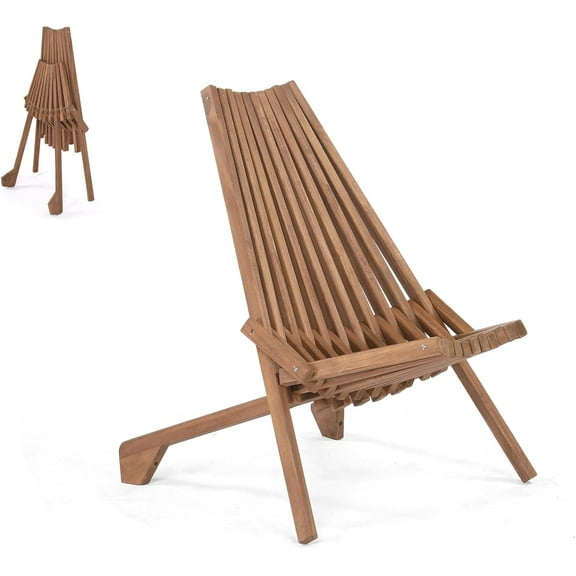 VINGLI The Wooden Slat Patio Chair Features a Foldable Design and is Suitable for Use as a Lounge Chair in Living Rooms, Balconies, and Gardens.(1 Pack)