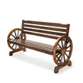 thumbnail image 1 of VINGLI Wooden Wagon Wheel Arms and Sturdy Seat Outdoor Bench, 1 of 9