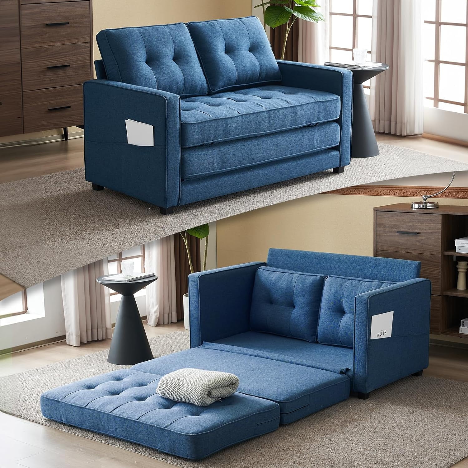 VINGLU Convertible Loveseat Sleeper, 53.5" W x 83" L Sofa Bed, Twin