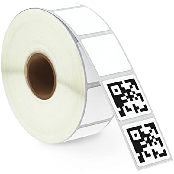 VINGVO - 1" x 1" (25 mm x 25 mm) Square QR Code Labels Compatible with Zebra & More Label Printer,Premium Adhesive & Perforated [1 Rolls, 1380 Labels]