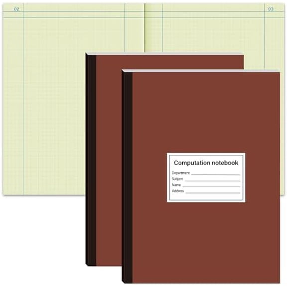 VINGVO 2 Pcs Computation Notebook 4x4 Quad Ruled, Grid Engineering Notebook Green Paper Lab Notebook for Drawings Planning Engineering and Technical Applications, 11-1/4" x 9-1/4"
