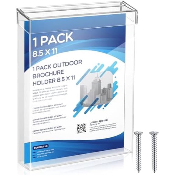 VINGVO 8.5 x 11 Inch Outdoor Brochure Holder with Lid Waterproof Acrylic Wall Mount Literature Box with Screws for Flyer Document Pamphlet Display Business Retail Real Estate(Clear)