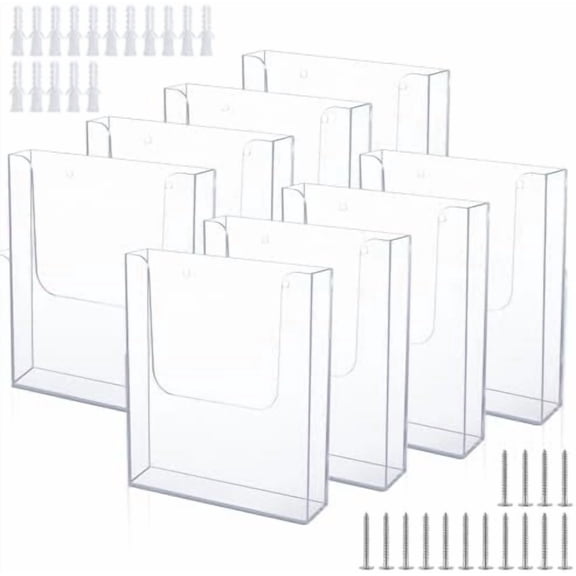 VINGVO 8 Pack Brochure Holder Wall Mount 8.5 x 11 Inch Clear Flyer Stand Acrylic Magazine Booklet Display Stand Plastic File Mail Literature Pamphlet Holder for Paper Organizer Rack Display