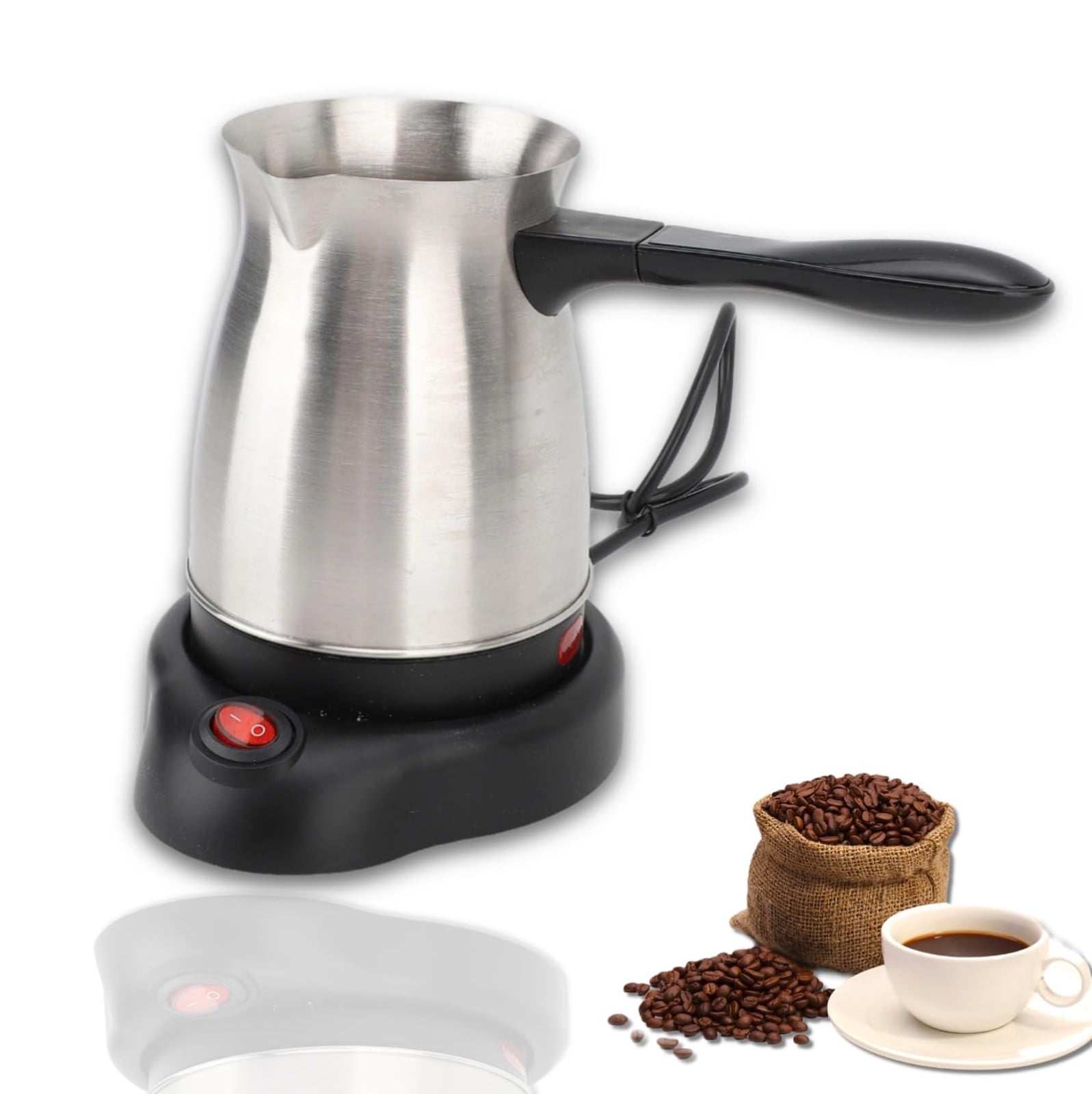 VINGVO Turkish Coffee Maker Stainless Steel 600ml Turkish Coffee Machine Arabic & Large Clear