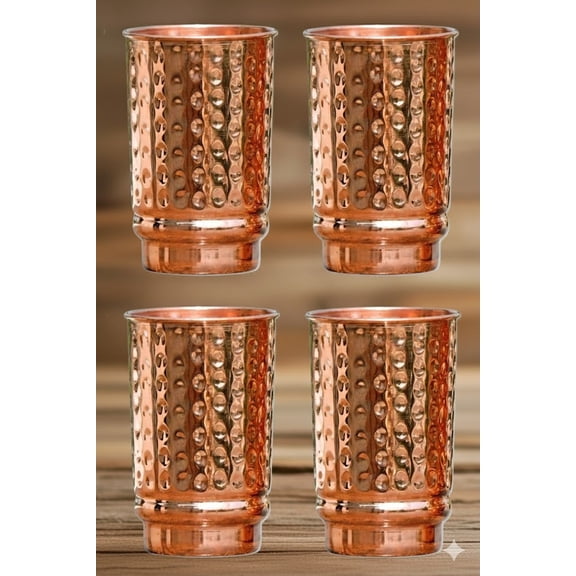 VINIROH-Pure Copper Tumblers for Drinking - Set of 2 Ayurvedic Copper Glasses | 11.83 Fl Oz Each | Perfect for Home, Office, Travel, Hotel & Gifting