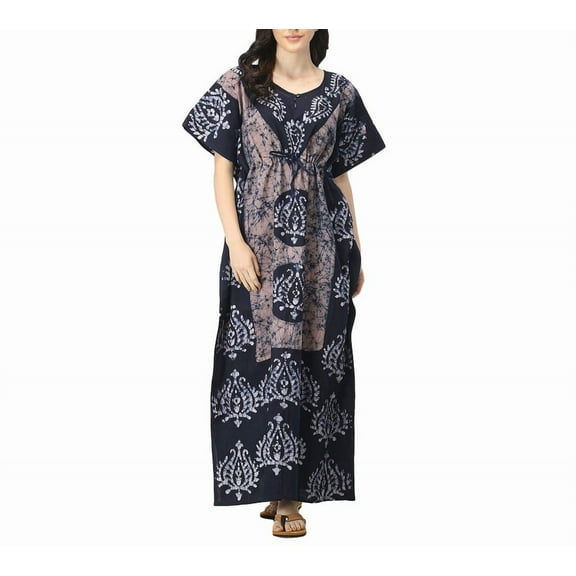 VINIROH Women Batik Kaftan Cotton Night Suit Night Dress Long Caftan Nighty Maxi