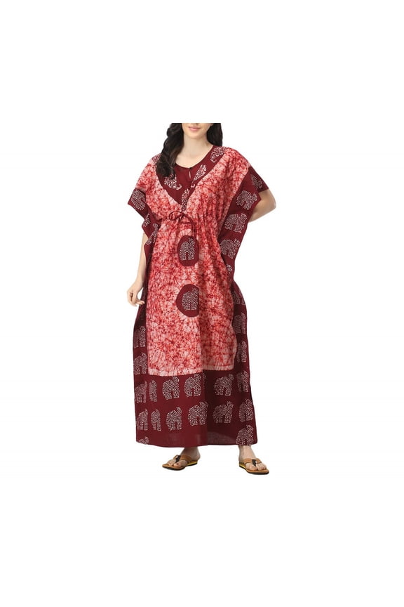 Women Batik Kaftan Cotton Night Suit Night Dress Long Caftan Nighty Maxi