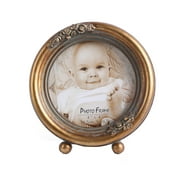 VINLIFE Vintage Picture Frames 4x4 Round Picture Frames Small Picture Frame Circle Mini Photo Frame , Tabletop and Wall Mount, Wall Art Decor, Photo Gallery,Bronze