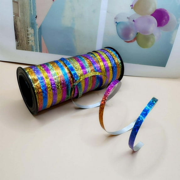 VINOIC 100 Yard Curling Ribbon Assorted Color Metallic Shiny for Gift Wrap Crafts Multicolor | Crimped Design for Balloon Decor and Christmas Wrapping Bulk 100 Yds