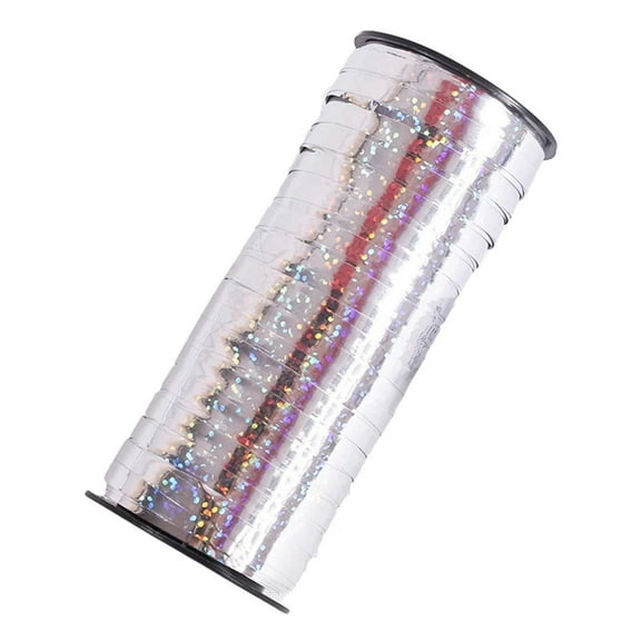 VINOIC 100 Yard Curling Ribbon Metallic Shiny for Gift Wrap Balloon String Crafts Party | Silver White Design for Christmas Decor and DIY Wrapping Bulk 100 Yds
