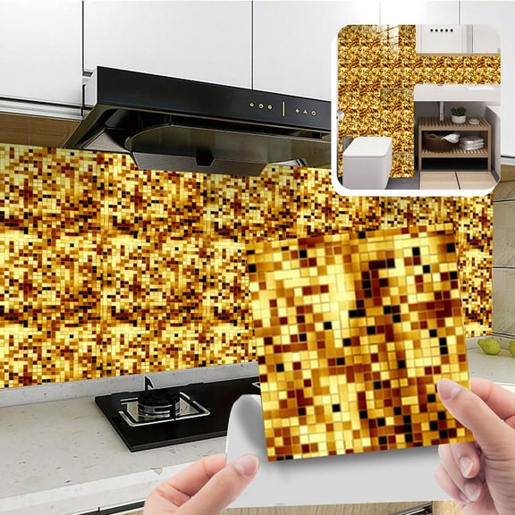 VINOIC 10pc 3D Crystal Tile Stickers, Waterproof Self-Adhesive Backsplash for Kitchen Bathroom Wall Decor DIY Home Decoration