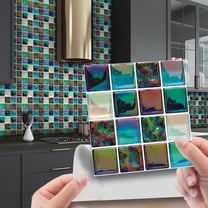 VINOIC 3D Crystal Wall Stickers - 10-Pack Glass Tile Decals, Waterproof Adhesive Backsplash for Kitchen Bathroom