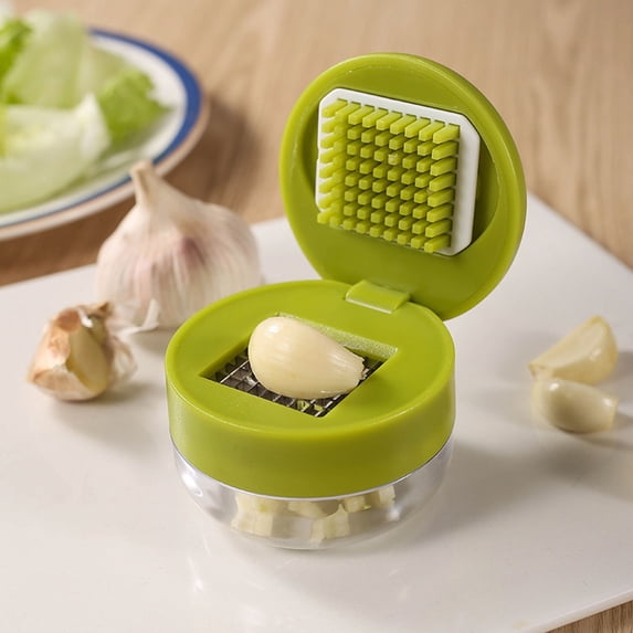 VINOIC 2-in-1 Manual Garlic Press with Stainless Steel Blades, Garlic Cutter Crusher Mincer Includes Cleaning Brush - for Home, Kitchen and Camping, Dishwasher Safe