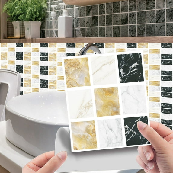 VINOIC 3D Crystal Tile Sticker, Self-Adhesive Waterproof Wall Decor for Kitchen Bathroom, Peel and Stick, DIY Backsplash, Modern Tile Upgrade, Removable, Easy Clean