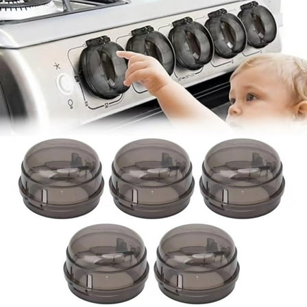 VINOIC 5-Pack Stove Knob Covers for Safety, Upgraded Double-Key Lock & Universal Fit Baby Proofing Covers, Heat Resistant & Adhesive Gas Oven Knob Guards to Prevent Turning on Stove