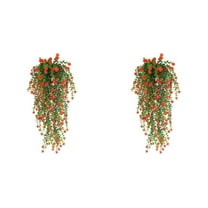 VINOIC 6 Ft Artificial Eucalyptus Vine - Hanging Pothos Plants with Orange Flowers, Faux Greenery for Wall Indoor Outdoor Decor
