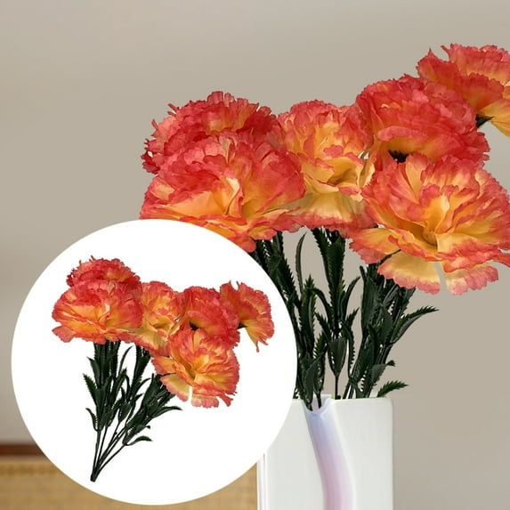 VINOIC 7 Stem Silk Carnation Bunch - 41cm Artificial Flowers in 9 Colors, UV Resistant Faux Plants for Home Outdoor Wedding Table Decor