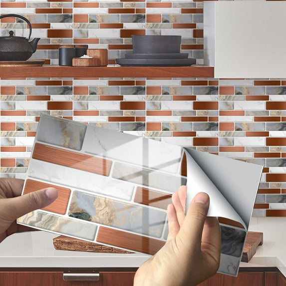 VINOIC 8" Marble Wall Sticker - 2D Crystal Tile Adhesive, Kitchen Bathroom Backsplash Upgrade