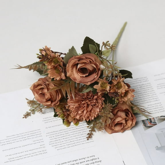 VINOIC Artificial European Roses Bouquet, Lifelike Faux Flowers for Wedding Decor, Sustainable Home Centerpiece, Elegant Table Arrangement