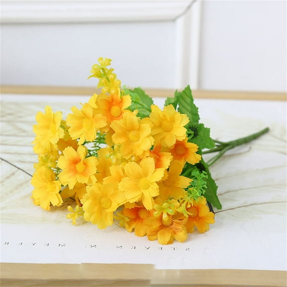 VINOIC Artificial Faux Wildflowers Decor Outside - 28-Stem Chrysanthemum & Orchid Spray - UV Resistant Outdoor Artificial Flowers for Garden, Patio - Fade-Proof Silk Florals, Yellow