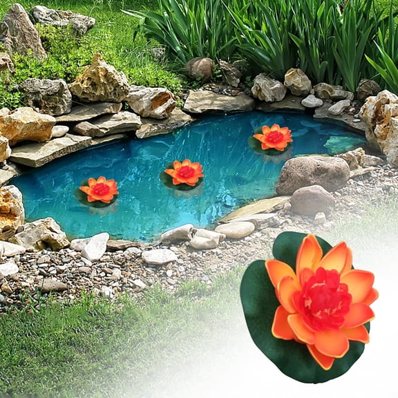 VINOIC Artificial Floating Lotus Flowers, 1Pc Pond Water Lily Decor, Eva Foam Garden Pool Bloom
