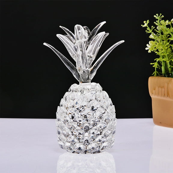 VINOIC Crystal Pineapple Ornament, Handcrafted Glass Decor for Porch Tabletop Gift