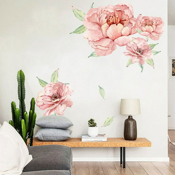 VINOIC Floral Wall Decal, Removable Peony Rose Sticker for Home Decor Gift
