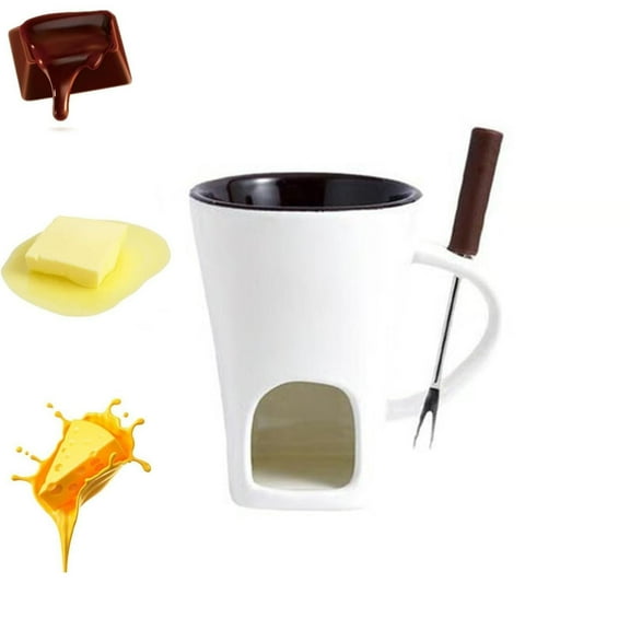 VINOIC Fondue Pot with Heating, Melting Cup for Chocolate, Cheese,Candy And Diy Desserts, Easy Clean, Compact Multi Functional Ceramic Fondue Mug Gift for Date Night Birthday And Wedding Gifts