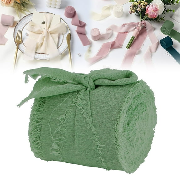 VINOIC Handmade Fringe Chiffon Ribbon, Materials for Gift Wrapping and Decor, Perfect for Wedding Invitations and Bouquets, Rustic Design for DIY Projects, Reusable and Elegant