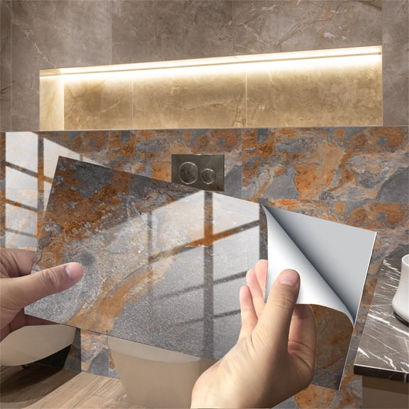 VINOIC Marble Pattern Sticker, Peel and Stick Floor Tile for Wall Home Decor, Faux Finish, Stone Look, Easy Clean, Renters Friendly, Removable Backsplash