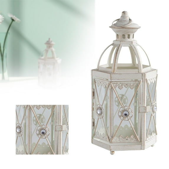 VINOIC Vintage Glass Candle Lantern, Hanging Tea Light Holder for Garden Wedding