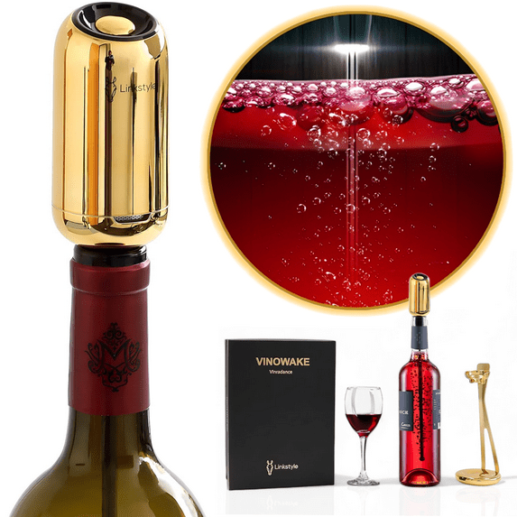 VINRADANCE Electric Wine Aerator for Wine and Spirits, Efficient Aeration for Refined Flavor and Aroma, LED Aesthetics, Wine Gift, Wine Accessories (Gold)