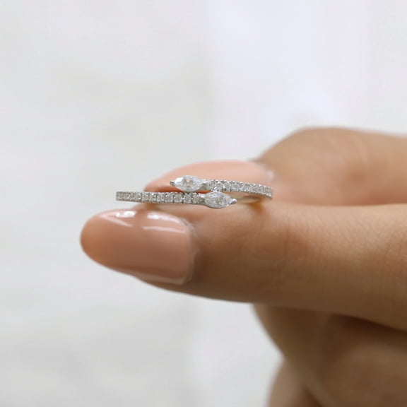 VINSON 0.264 TCW Marquise Cut Moissanite Diamond Band - Moissanite Eternity Diamond Wedding Band