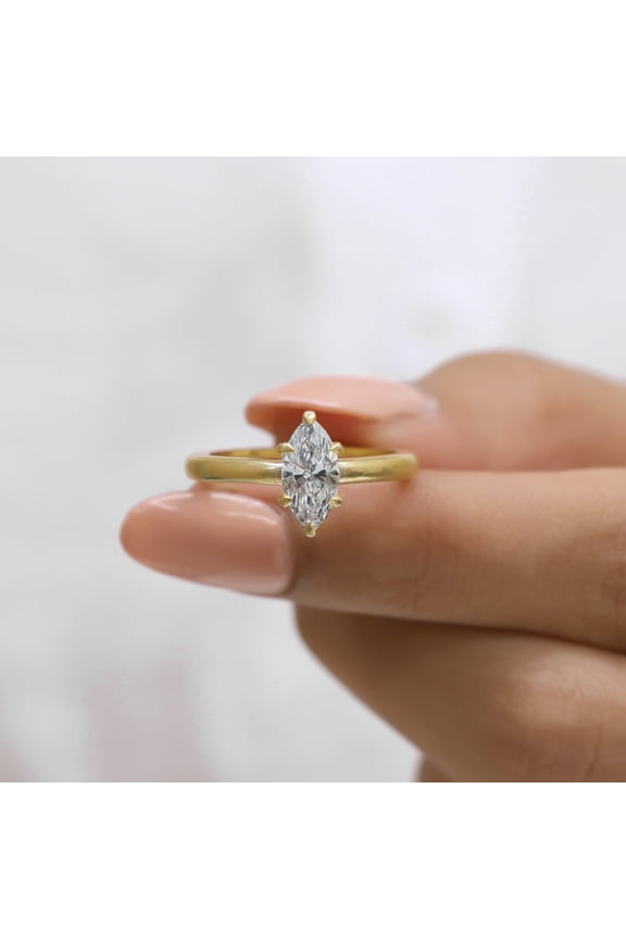 1 Carat Marquise Moissanite Solitaire Ring - Valentine Gift Ring for Women