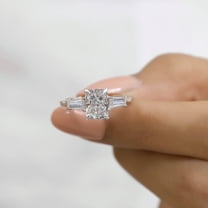 VINSON 2 Ct Elongated Radiant Cut Moissanite Engagement Ring - Three Stone Diamond Wedding Ring