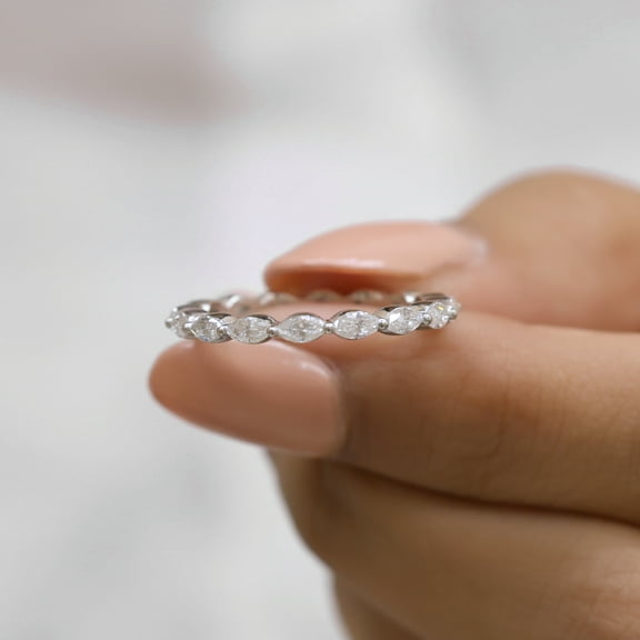 VINSON Diamond Eternity Band - Marquise Moissanite Minimalist Diamond Wedding Band - Stackable Band, Promise Ring, Band for Her
