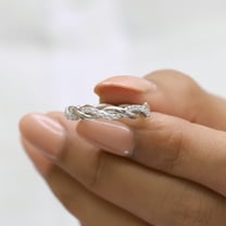 VINSON Infinity Twist Pave 0.50 TW Round Moissanite Diamond Wedding Band - Full Eternity Band, Stackable Band, Twisted Matching Band, Anniversary Gift