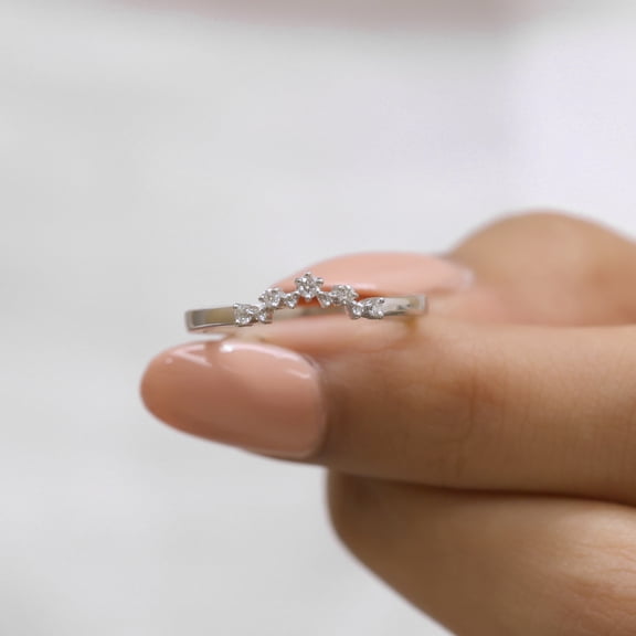 VINSON Moissanite Diamond Wedding Band - 0.26 CT Round Brilliant Moissanite Diamond Band - Stackable Matching Band, Bridal Set Ring For Her