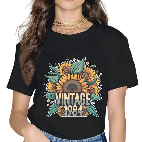 VINTAGE 1984 Sunflower Bouquet Printed T-Shirt Pullover Short Sleeve.