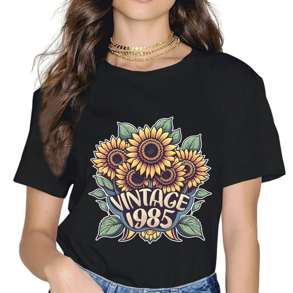 VINTAGE 1985 Sunflower Bouquet Printed T-Shirt Pullover Short Sleeve.